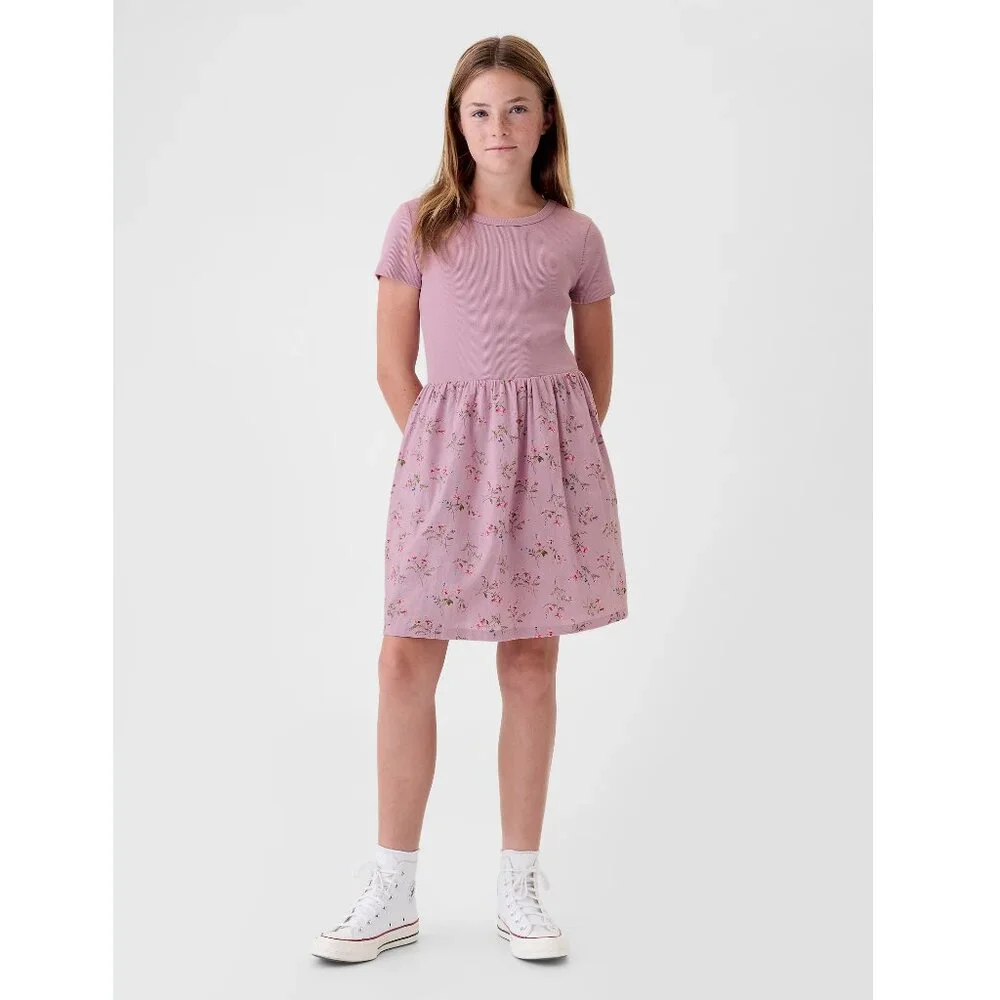 Gap Girls Lavender Floral Print Skater Dress